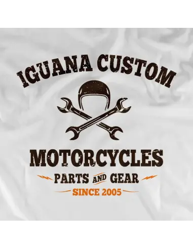 White T-shirt Iguana Custom Motorcycles Men
