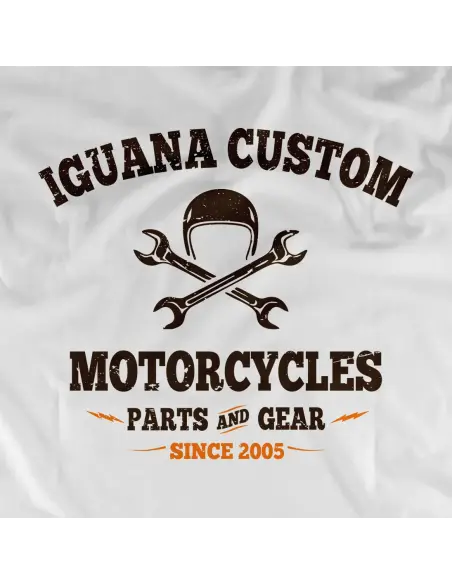 T-shirt Blanche Iguana Custom Motorcycles Homme