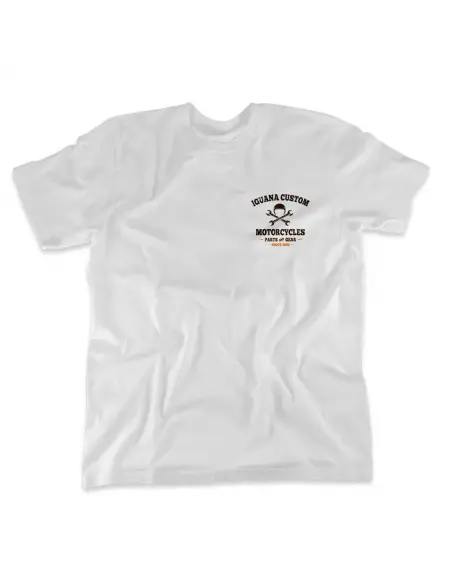 T-shirt Blanche Iguana Custom Motorcycles Homme