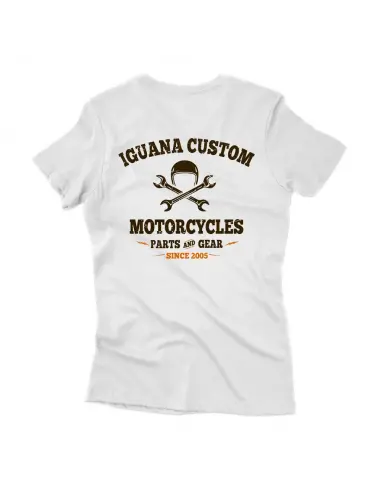 White Women's T-shirt Iguana Custom Biker