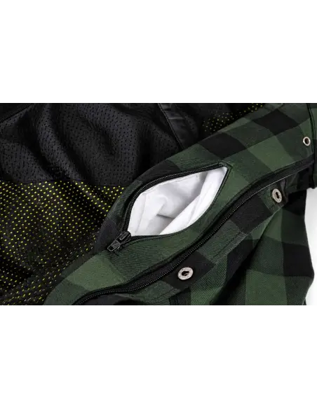 Women's Biker Shirt Green AA with Kevlar | Iguana Custom