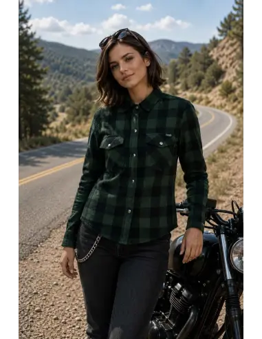 Camisa Motard Mulher Verde AA com Kevlar | Iguana Custom