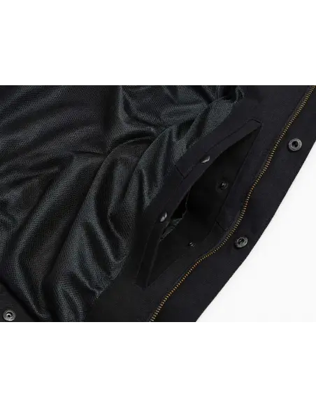 Gilet Motard Femme Denim Noir et Cuir Croc | Iguana Custom