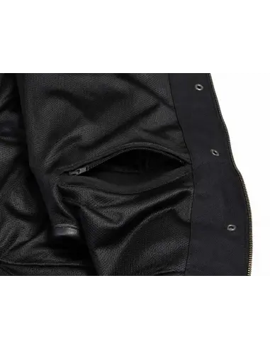 Gilet Motard Femme Denim Noir et Cuir Croc | Iguana Custom