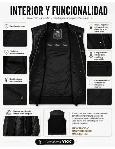 Gilet Motard Femme Denim Noir et Cuir Croc | Iguana Custom