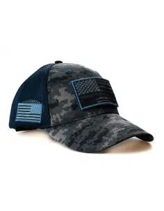 CAMINHONEIRO TASPÚLULA TÁTICA CAMO CAP VESTE AZUL