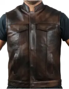 Acquista Gilet in Pelle di Alta Qualità Soa Marrone Cioccolato a Prezzo Scontato
