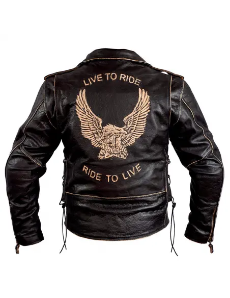 LEATHER JACKET AGED EAGLE WITH PROTECTIONS CE