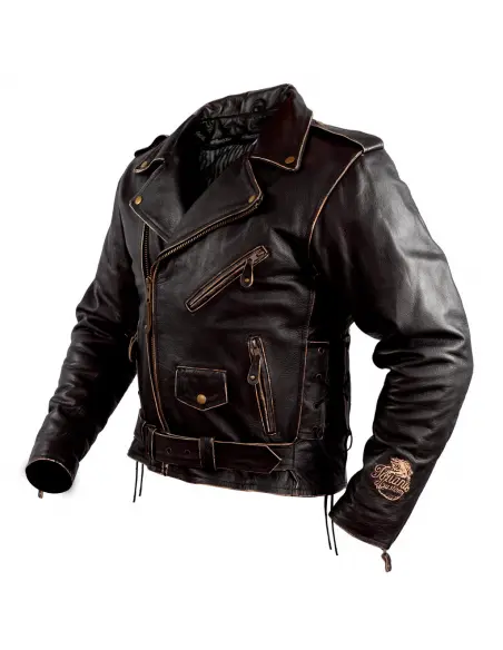 LEATHER JACKET AGED EAGLE WITH PROTECTIONS CE