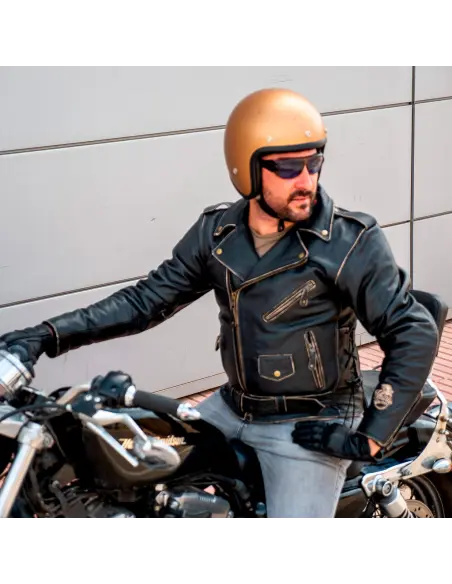 LEATHER JACKET AGED EAGLE WITH PROTECTIONS CE