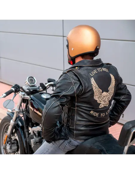 LEATHER JACKET AGED EAGLE WITH PROTECTIONS CE
