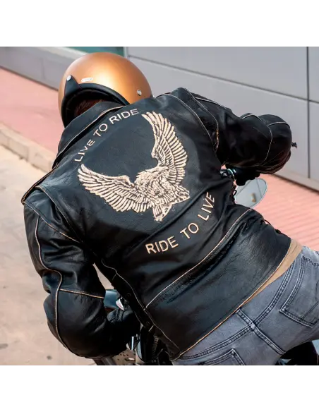 LEATHER JACKET AGED EAGLE WITH PROTECTIONS CE