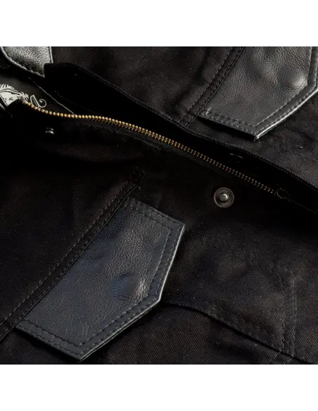 COLETE DE DENIM E COURO SOA