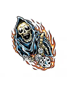 DOWN-N-OUT DICE REAPER STICKER