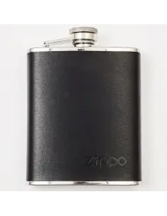STEEL FLASK WITH BLACK SKIN BY ZIPPO