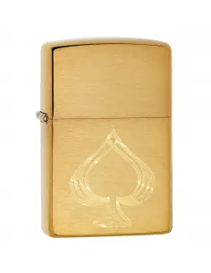 ZIPPO LIGHTER BRASS FINISH WITH ENGRAVED ACE OF SPADES