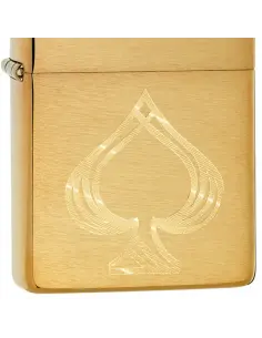 ZIPPO LIGHTER BRASS FINISH WITH ENGRAVED ACE OF SPADES 2
