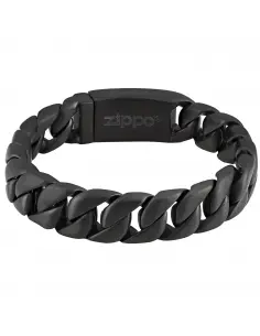 BLACK BRACELET WITH STEEL LINKS 20 CM ZIPPO 2