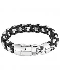 STAINLESS STEEL BRACELET AND LEATHER BRAIDED 22 CM ZIPPO
