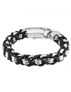 STAINLESS STEEL BRACELET AND LEATHER BRAIDED 22 CM ZIPPO 2