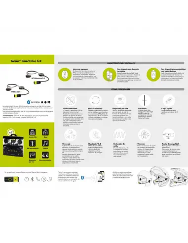 SMART DUO TWIINS PACK INTERCOMS BLUETOOTH TWO HELMETS