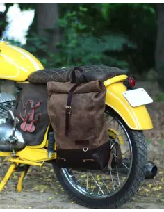 TOBACCO BROWN LEATHER SADDLEBAG BACKPACK BY TRIP MACHINE 2