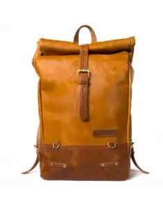 VINTAGE BROWN LEATHER SADDLEBAG BACKPACK BY TRIP MACHINE