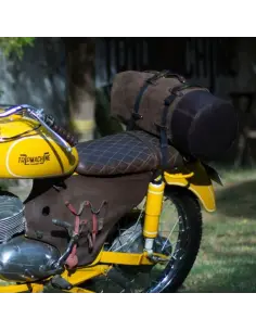 BROWN TOBACCO LEATHER MILITARY MOTORBIKE DUFFEL BAG BY TRIP MACHINE 2