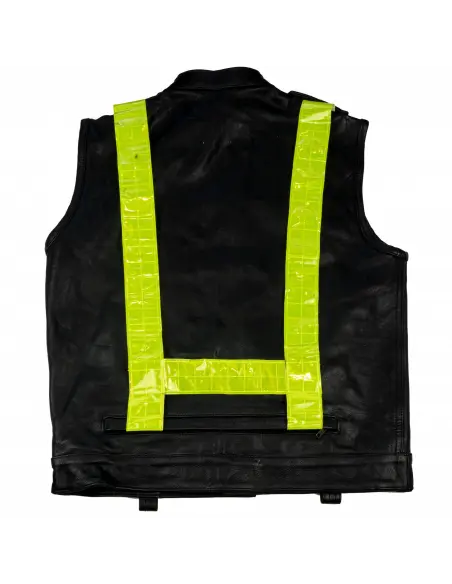 LA VISION LEATHER BIKER VEST WITH REFLECTORS BY ICC
