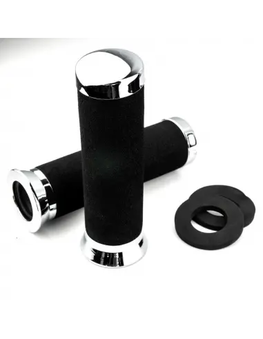 Comprar Puños Para Manillar De 22 Mm. De Espuma Con Terminales Cromo a precio de oferta
