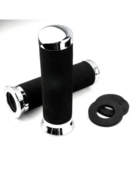 Comprar Puños Para Manillar De 22 Mm. De Espuma Con Terminales Cromo a precio de oferta
