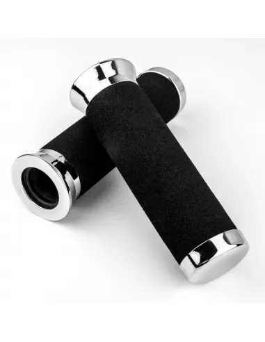 Comprar Puños Para Manillar De 22 Mm. De Espuma Con Terminales Cromo a precio de oferta