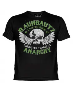 BLACK SHORT SLEEVE T-SHIRT "LIVE TO RIDE" RAUHBAUTZ