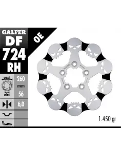 SKULL BRAKE ROTOR REAR GALFER DF724RH FOR SPORTSTER FROM 2008 ONWARDS