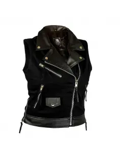 Acquista Gilet Femminile Incrociato in Jeans e Pelle a prezzo scontato