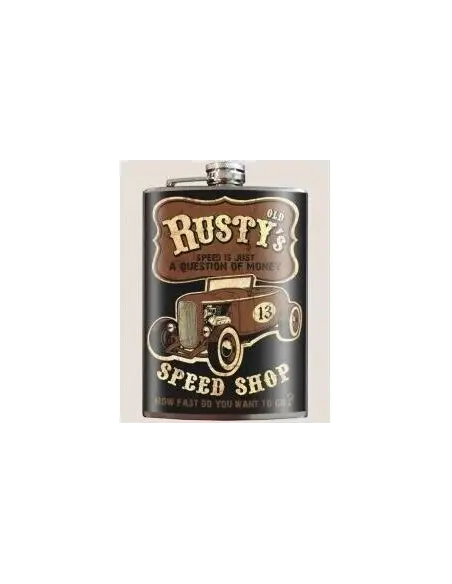 RUSTY'S SPEED SHOP" FLASK