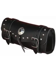 MEDIUM FLAT LEATHER ROLL WITH STUDS AND CONCHO
