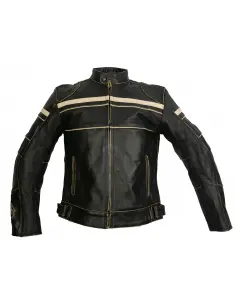 VIEUX RACER VESTE EN CUIR VIEILLIE AVEC DES PROTECTIONS CE