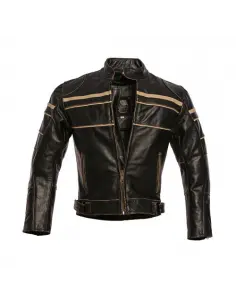 VIEUX RACER VESTE EN CUIR VIEILLIE AVEC DES PROTECTIONS CE 2