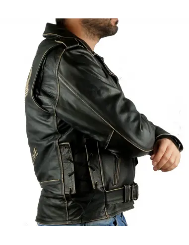 LEATHER JACKET AGED EAGLE WITH PROTECTIONS CE