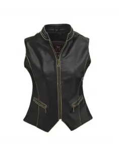 WOMEN'S VEST IN NAPPA LEATHER WITH ZIPPER