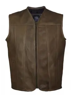 Acquista Gilet "Route" in Pelle Marrone di Prima Qualità a Prezzo Scontato