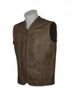 Acquista Gilet "Route" in Pelle Marrone di Prima Qualità a Prezzo Scontato 2