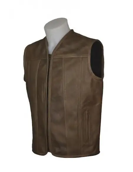 "ROUTE" VEST FIRST QUALITY BROWN LEATHER