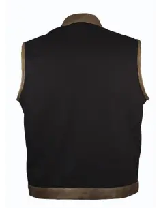 "SOA" VEST FIRSH QUALITY DENIM AND LEATHER BROWN 2