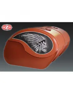 SADDLEBAG DE COURO RÍGIDO VENDETTA CHEFE INDIANO MARRON SEM FECHADORES 2