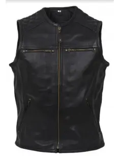 Acquista Gilet "Villain" Pelle Nera di Prima Qualità a Prezzo Scontato