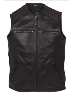 Acquista Gilet "Villain" Pelle Marrone Scuro Di Prima Qualità a Prezzo Scontato