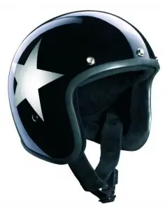 ORIGINAL BANDIDO CAPACETE jet PRETO BRILHANTE ESTRELA PRATA
