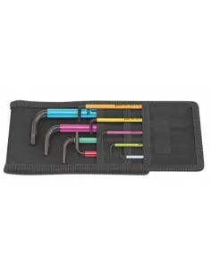 JOGO COM 9 CHAVES ALLEN EM POLEGADAS WERA COM BOLSA TÊXTIL E PONTA HEX-PLUS